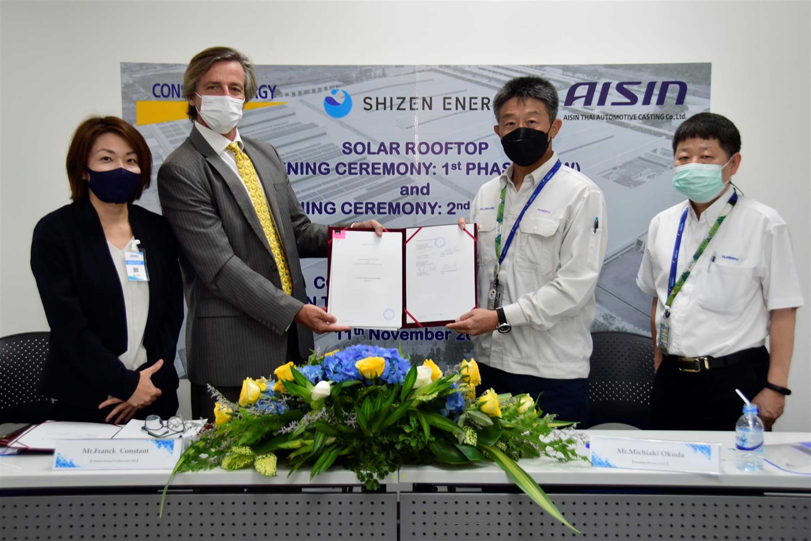 Aisin Thai Automotive Casting (Aisin Group) and Shizen Energy / Constant Energy execute a Corporate PPA to expand its current solar rooftop operations to 3.7MW